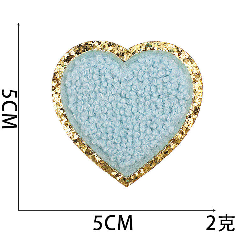 Wholesale Towel Embroidery Heart Glitter Patch Stylish Decorative Applique For Clothing Casual DIY Craft Supply