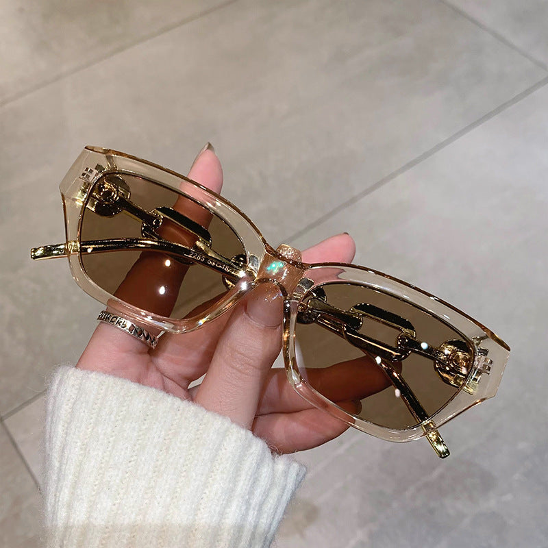 Wholesale Hip-hop temple chain sunglasses polygonal small frame sunglasses