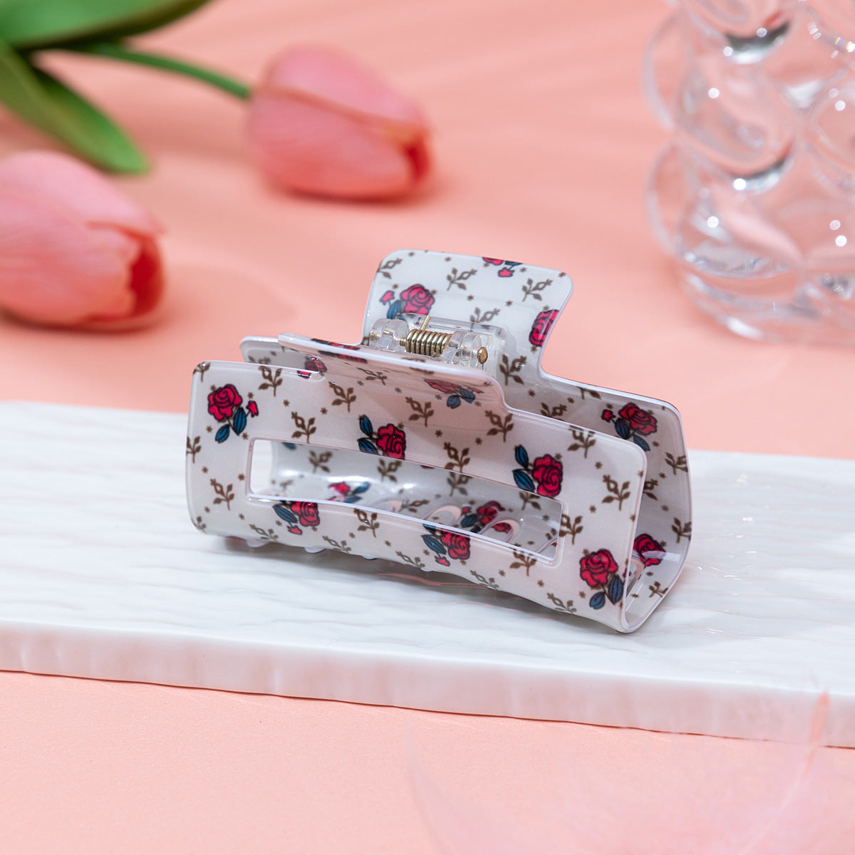 Wholesale simple all-match Valentine's Day printed rose love hair clip hair clip back headwear shark clip