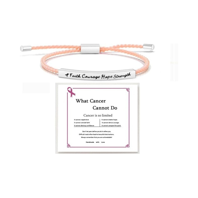 Wholesale Stainless steel bent tube inspirational text adjustable woven bracelet