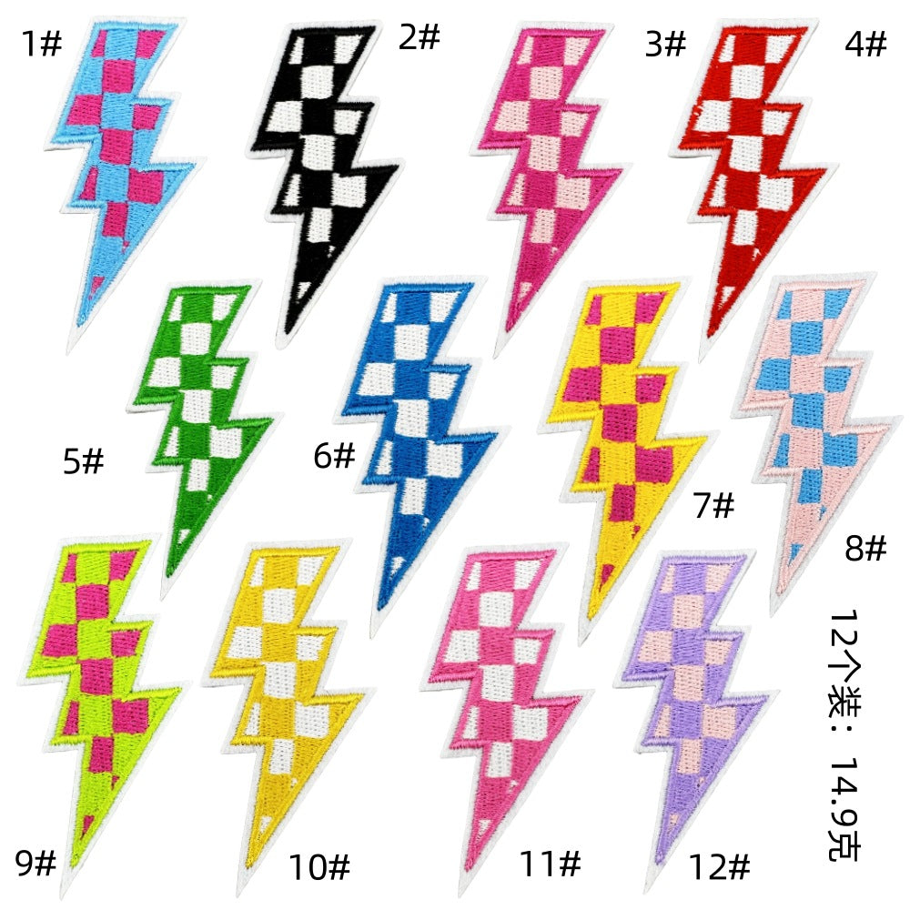 Wholesale  Colorful Lightning Plaid Pattern Embroidery Cloth  DIY Patches