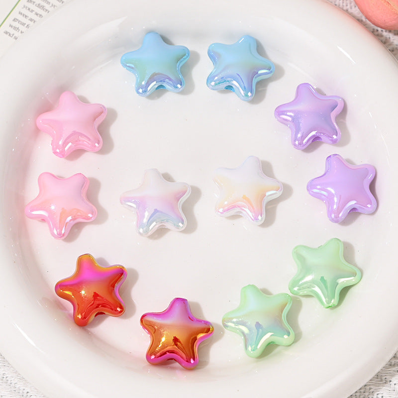 Wholesale 5pcs/pack  Uv-Plated Dopamine Pentagram Shaped Beads
