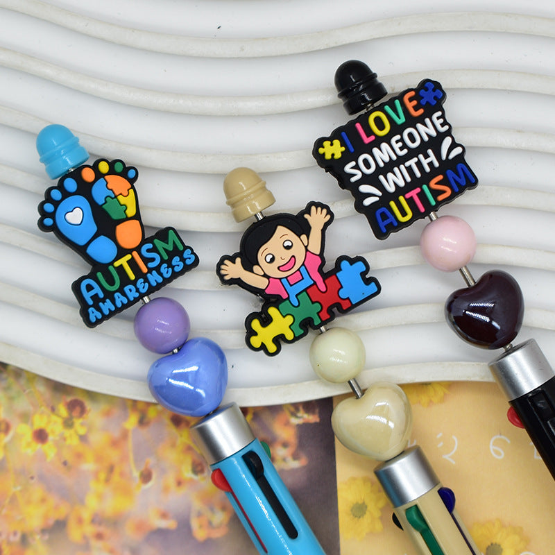 Wholesale Random 100pcs Cartoon Autism Pattern Beads Focal Beads