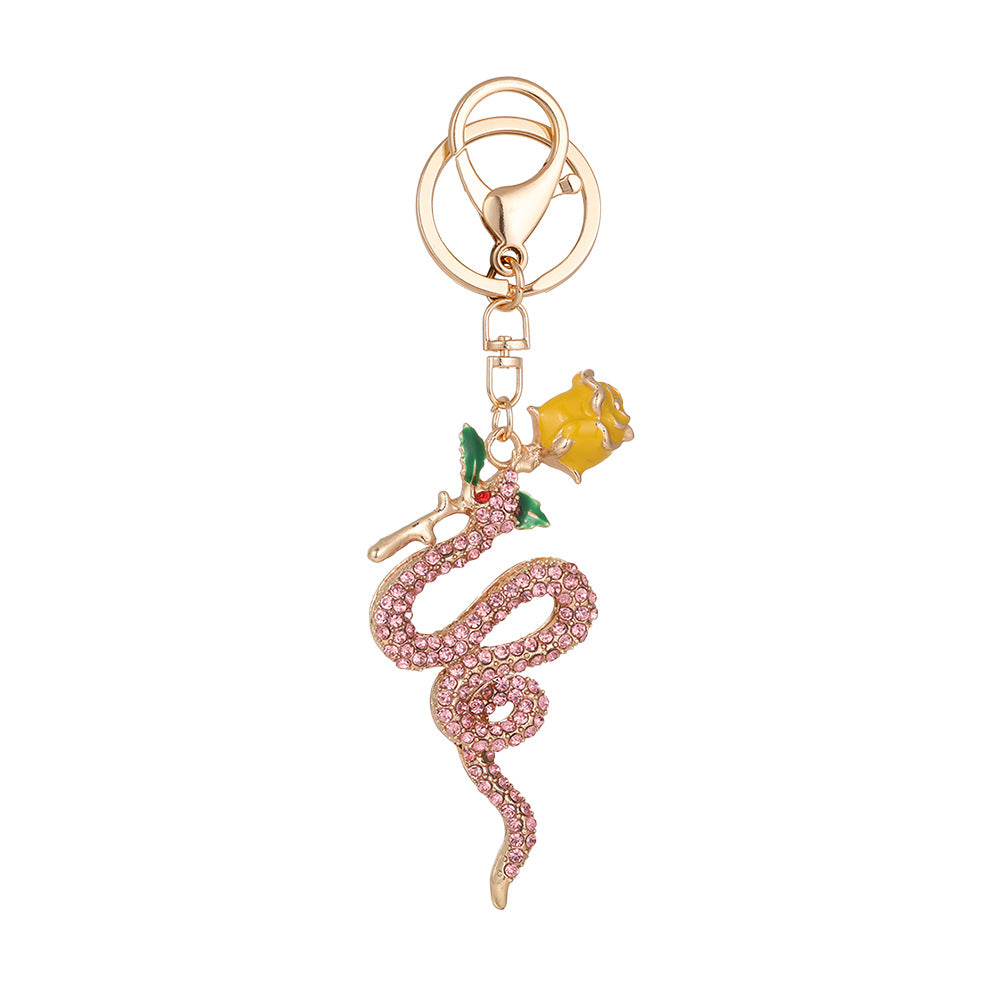 Wholesale New Rose Zodiac Snake Car Keychain Zodiac Animal Bag Key Chain Pendant Small Gift