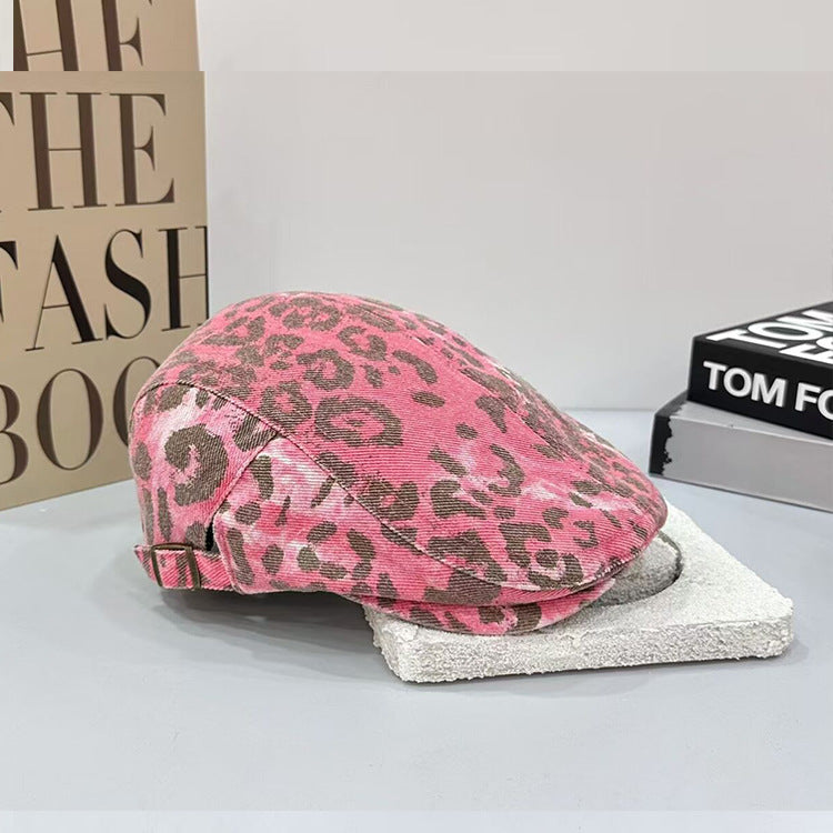 Wholesale Pink leopard print ripped baseball cap bucket hat