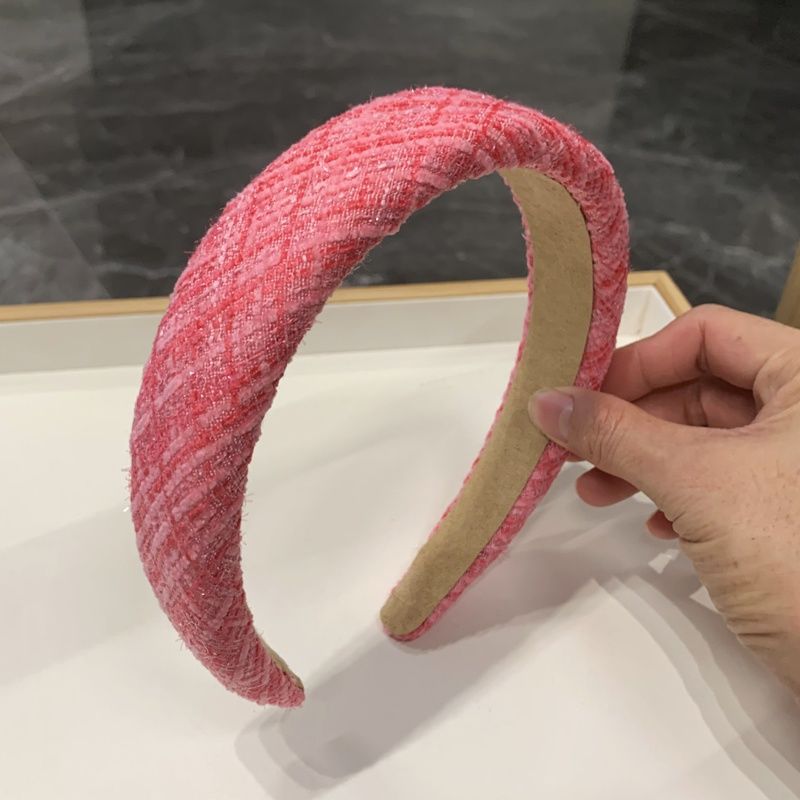 Wholesale pink fabric high skull plaid headband