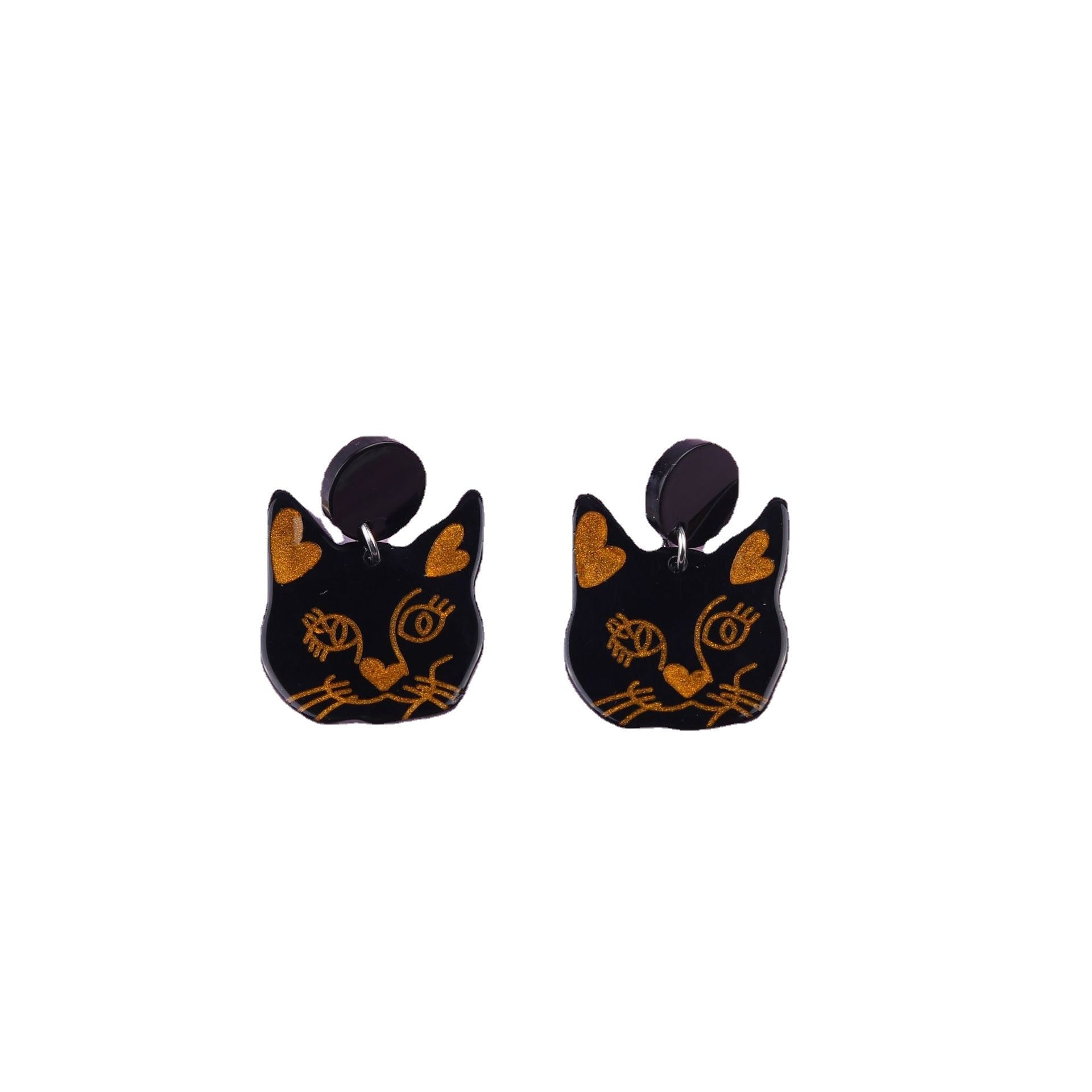 New Moon Cat Black Cat Head Earrings Simple Fashion Acrylic Personalized Earrings Ear