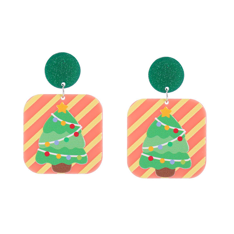 Wholesale Christmas Snowflake House Christmas Tree Gingerbread Man Acrylic Earrings
