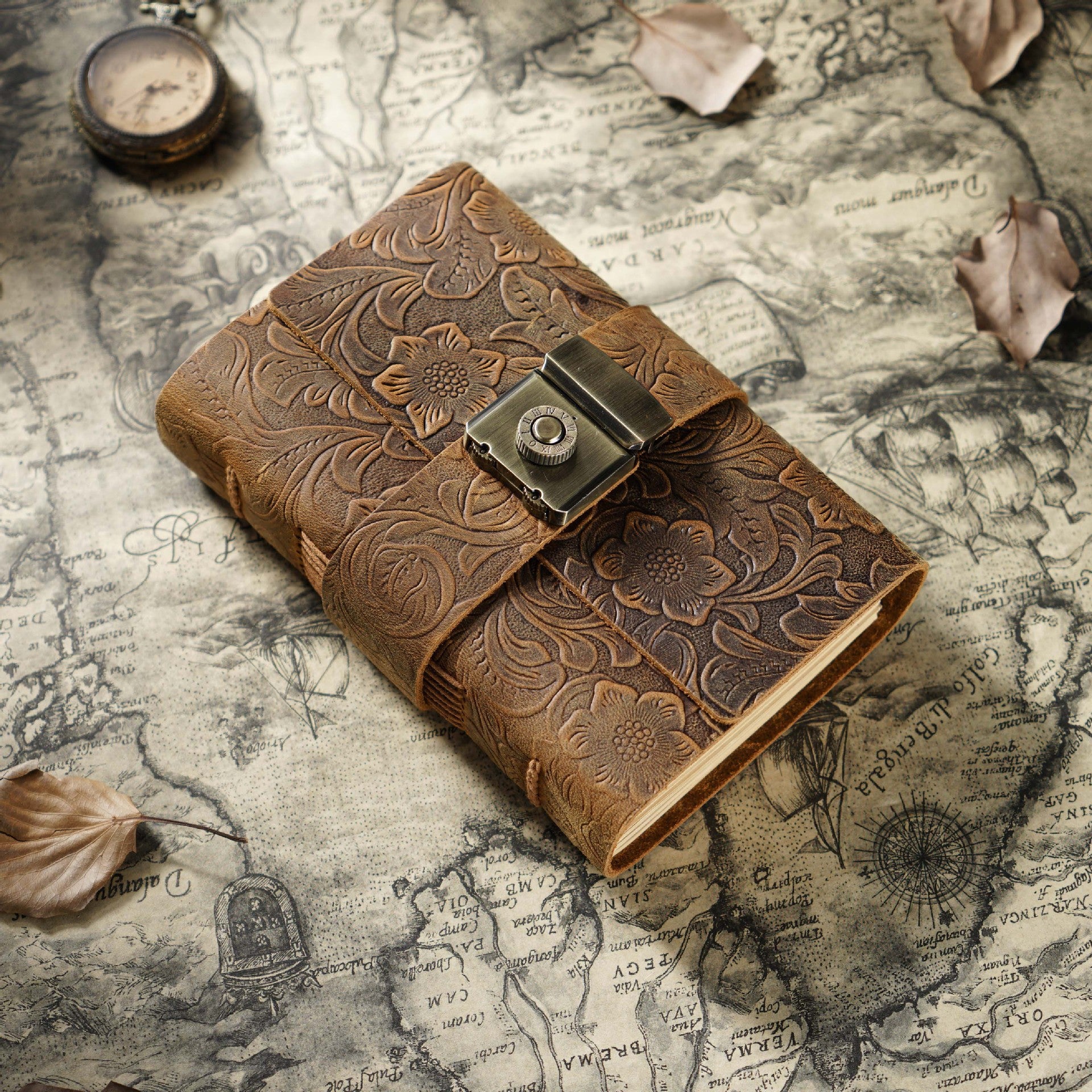 Wholesale Genuine Leather Vintage Combination Lock Handmade Cowhide Notebook