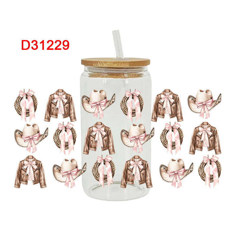 Wholesale Western style hat and clothing series 16oz Cup UV DTF Wraps