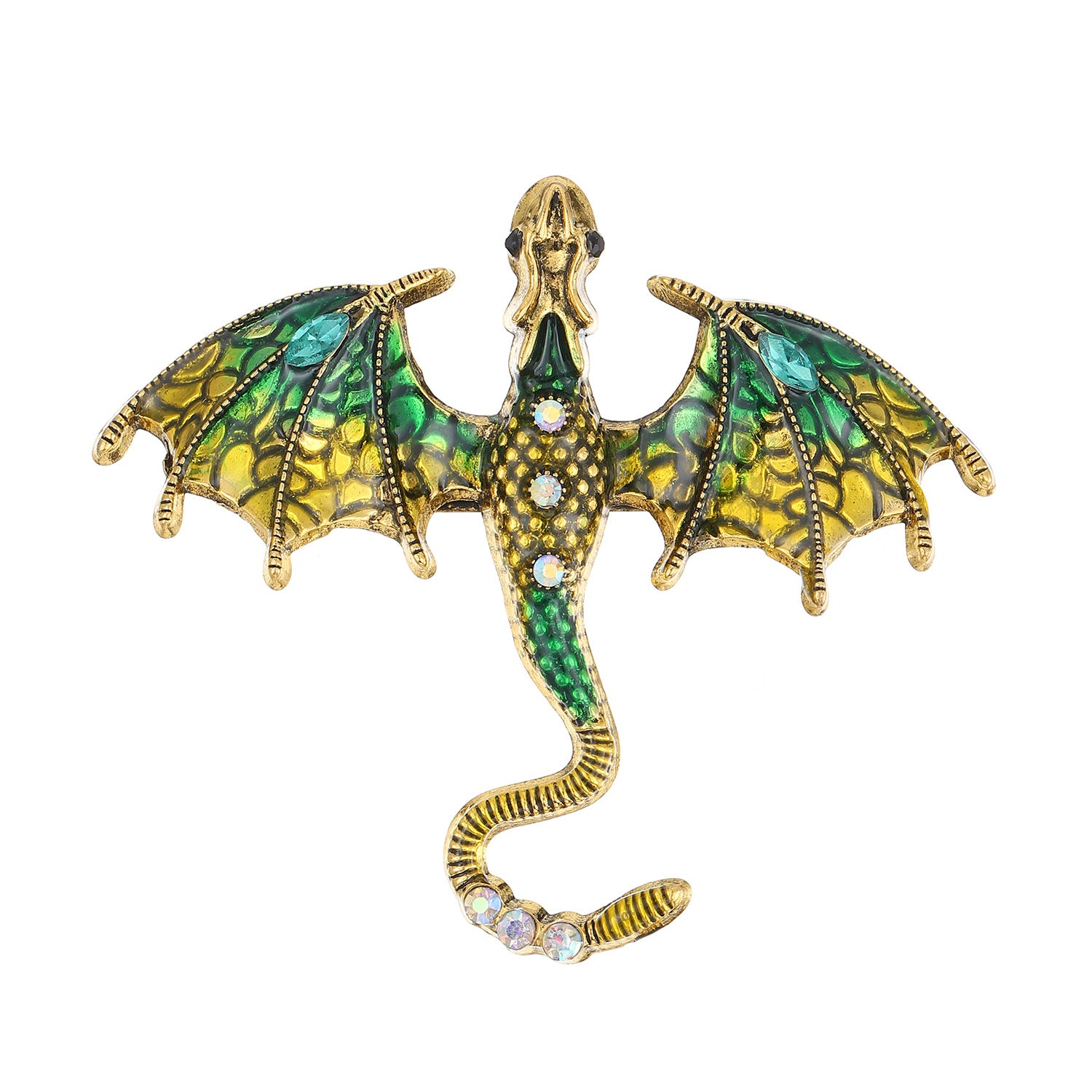 Wholesale Magic dragon-shaped niche enamel colored diamond brooch exquisite suit pin light luxury accessories