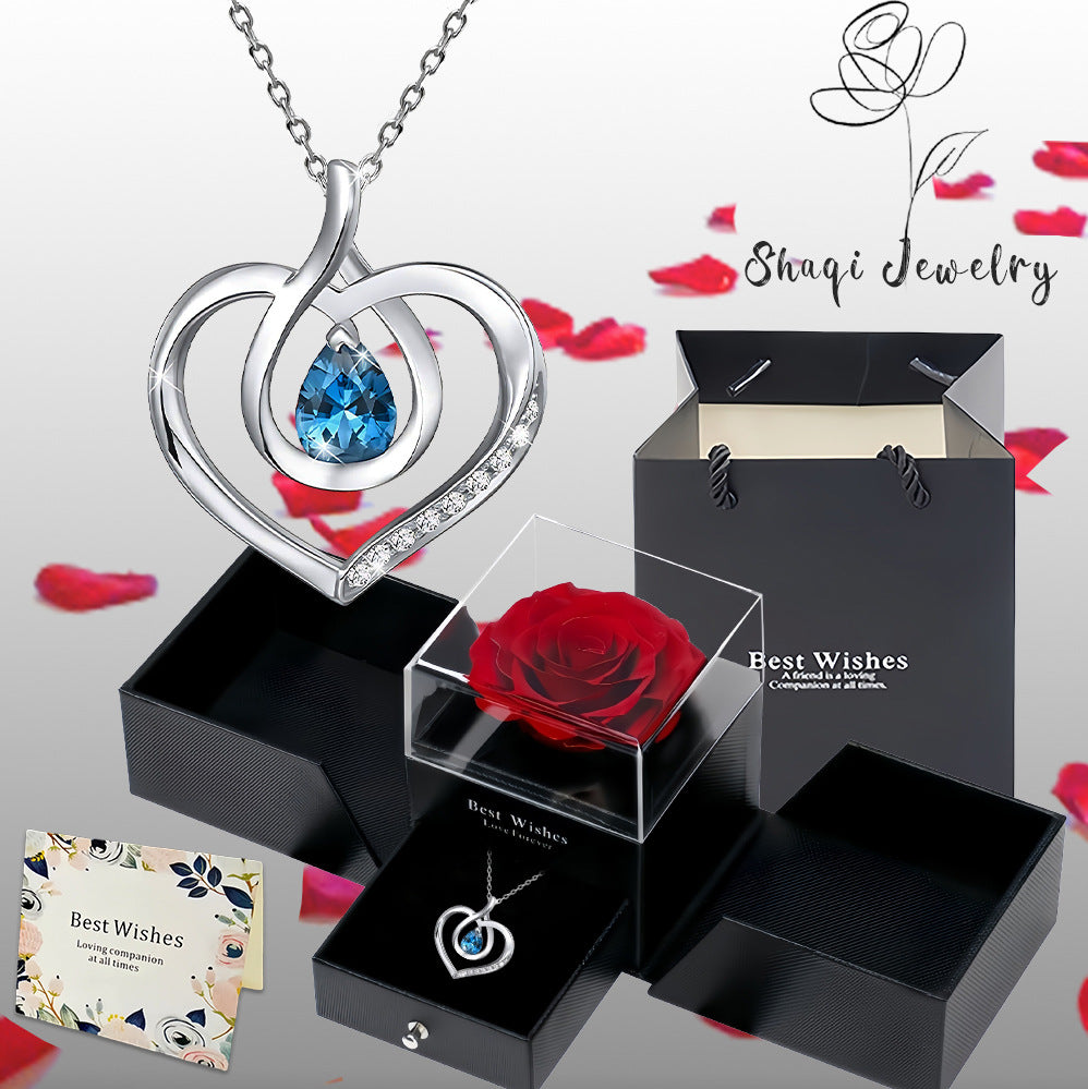 Wholesale Valentine' s Day zircon heart-shaped necklace