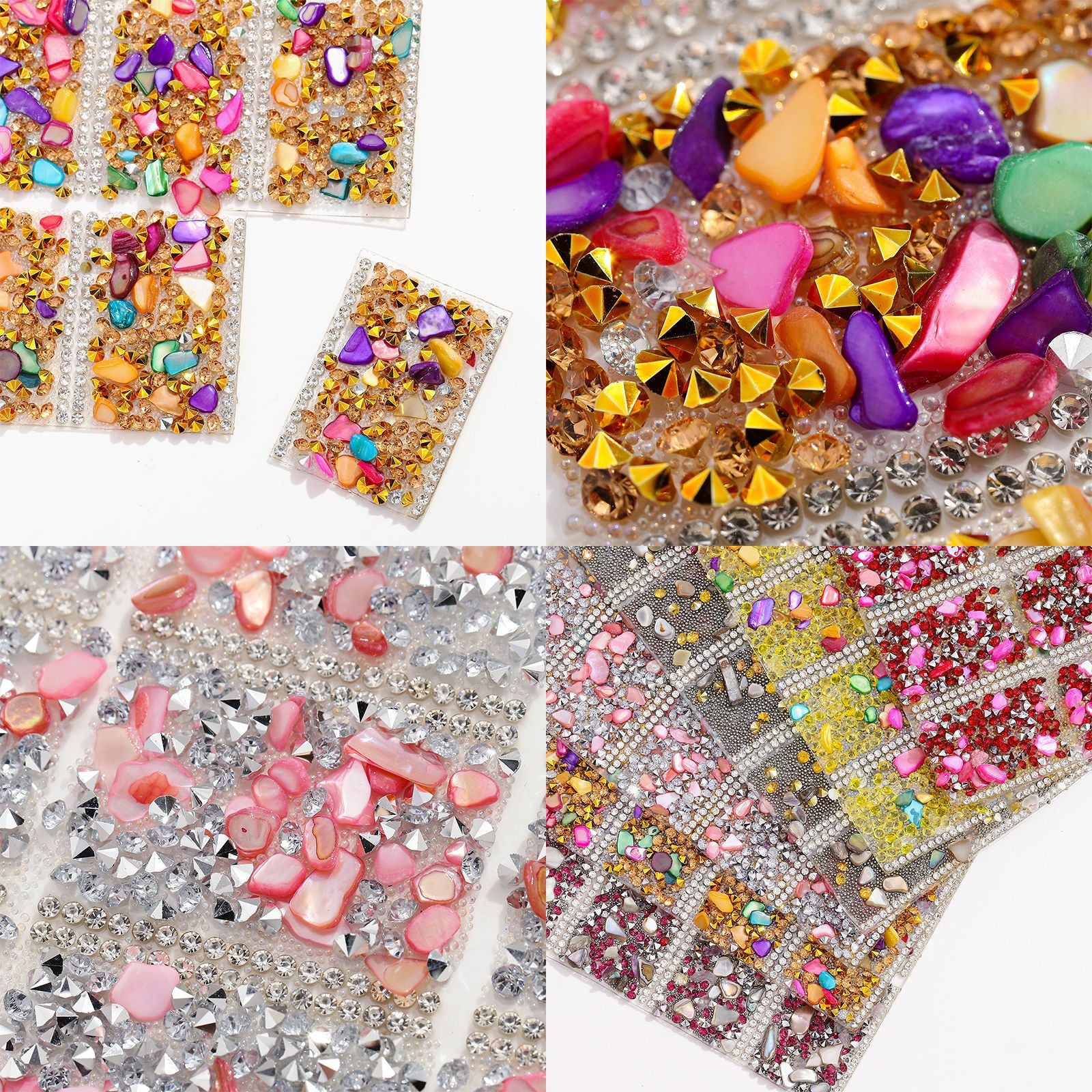 Wholesale Pointed bottom rhinestone with colored gravel hot melt adhesive double-sided square diamond piece Can Diy 84pcs Pens