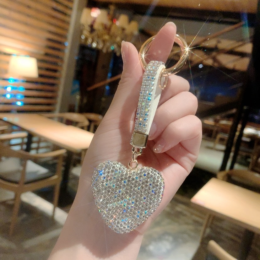 Wholesale Diamond Inlaid Clay Peach Heart Keychains