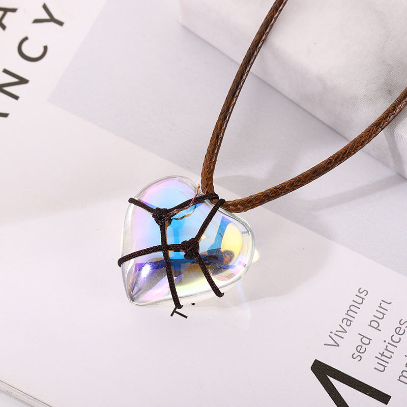 Wholesale Crystal Heart Diamond Castle Princess Necklace