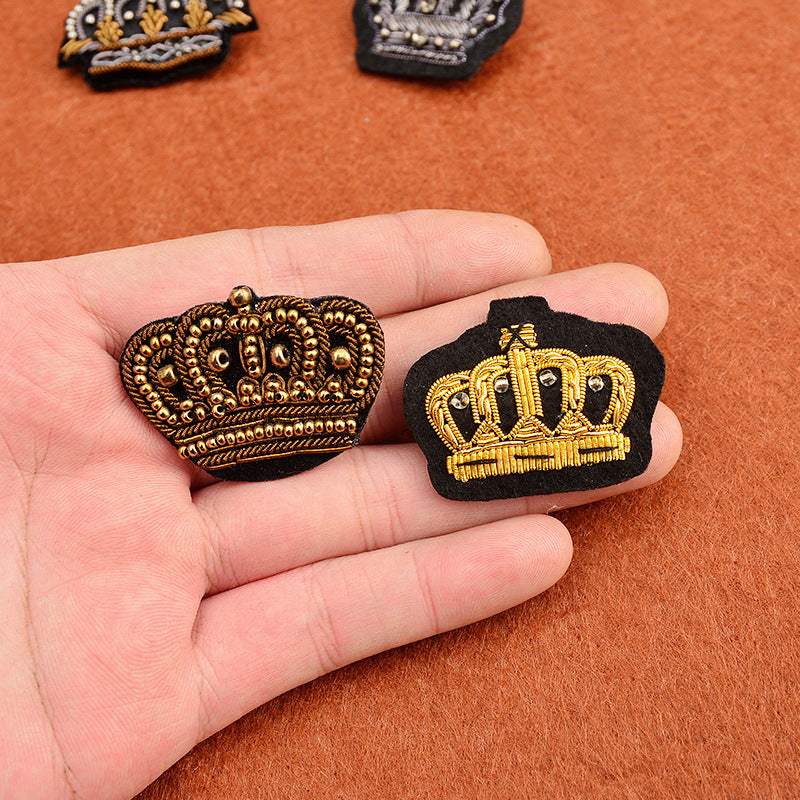 Wholesale 2pcs DIY Hand Embroidered Indian Silk Cloth Patches Hat Clothes Crown Patches FS