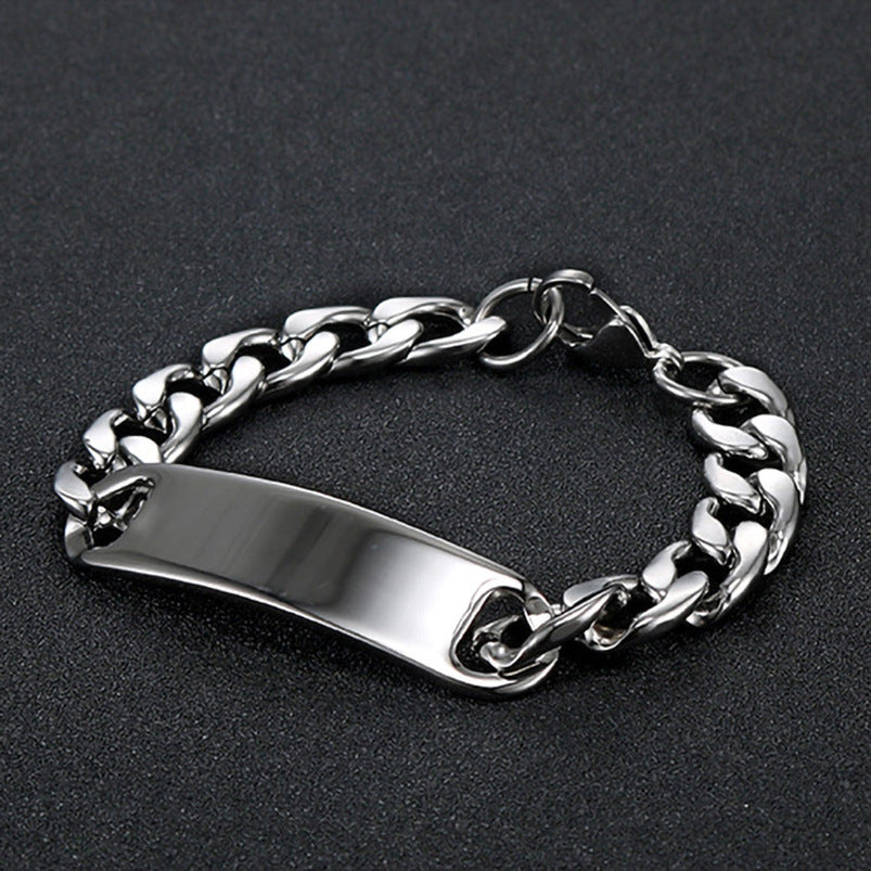 Wholesale Men's Titanium Steel Stainless Steel Curved Brand Bracelet Hip Hop Cuban Retro
