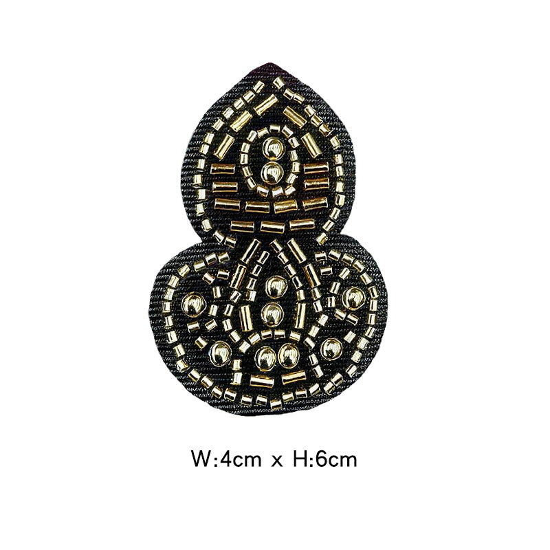 Wholesale Decorative Gourd Shaped Crystal Bead Embroidery Patch DIY Craft Supply For Clothing Bags Towels