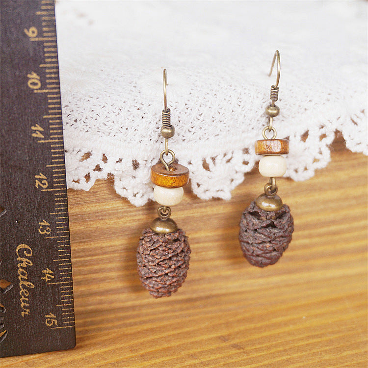 Wholesale Dried Fruit Trees Wooden Earrings
