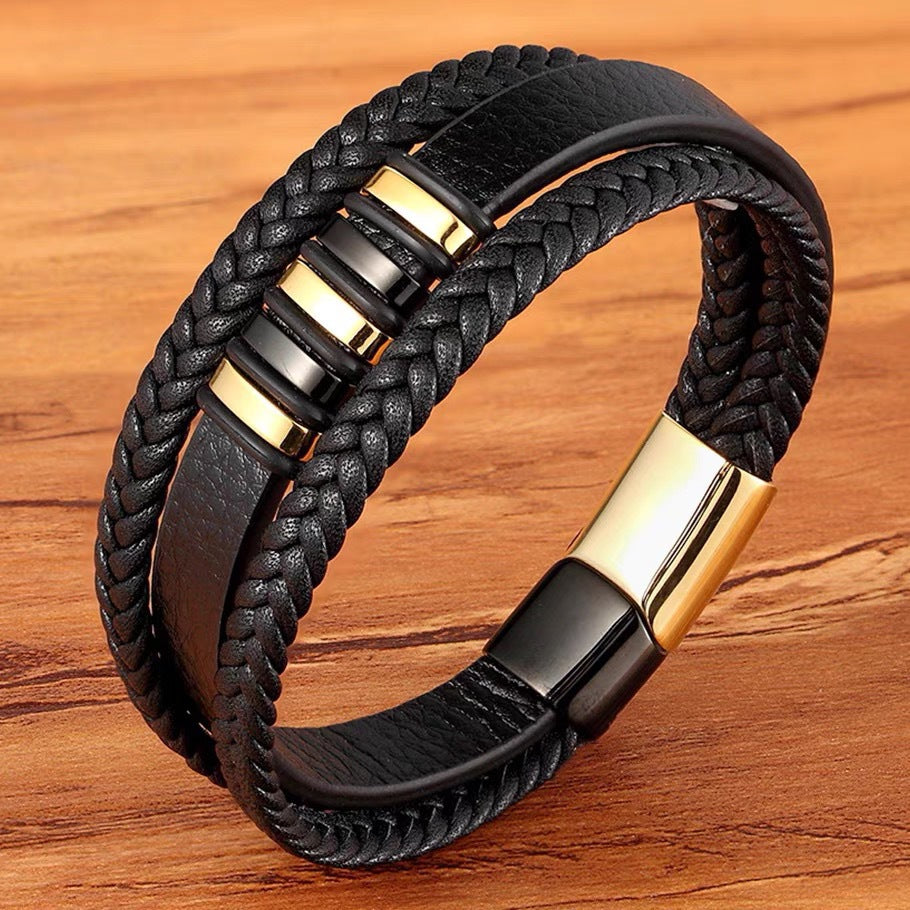 Wholesale Retro Woven Men's Artificial Leather Bracelet