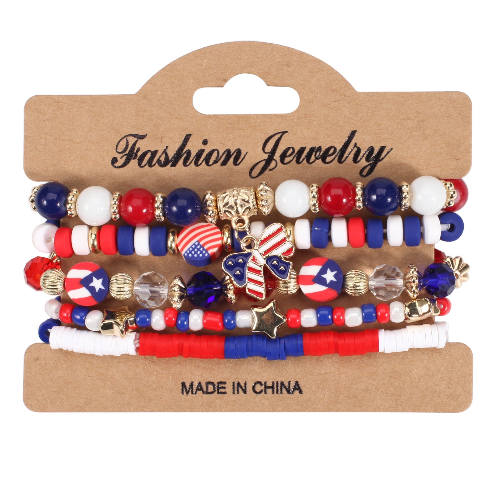 Wholesale Independence Day Flag Red White Blue Crystal Bracelet