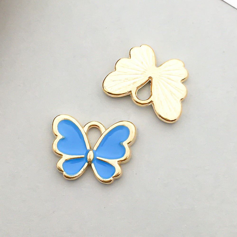 Wholesale Mix 30 Lake Blue Drip Oil Alloy Cute Cartoon Simulation Animal Pendant