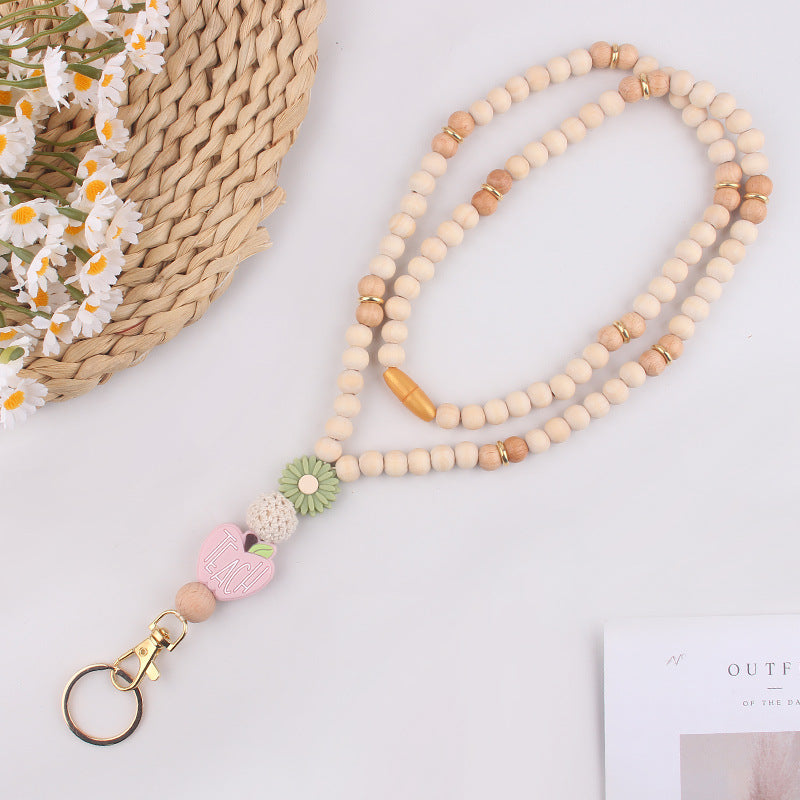 Wholesale Handmade beaded book daisy lanyard necklace badge keychain lanyard