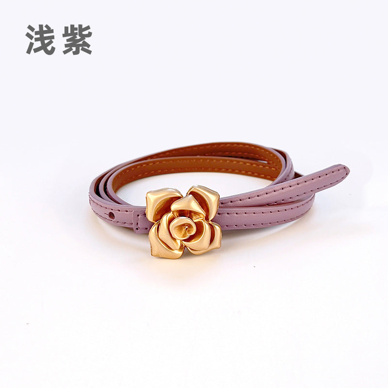 Wholesale Leather Belt for Women with Flower Waistband and Cowhide Leather Belt