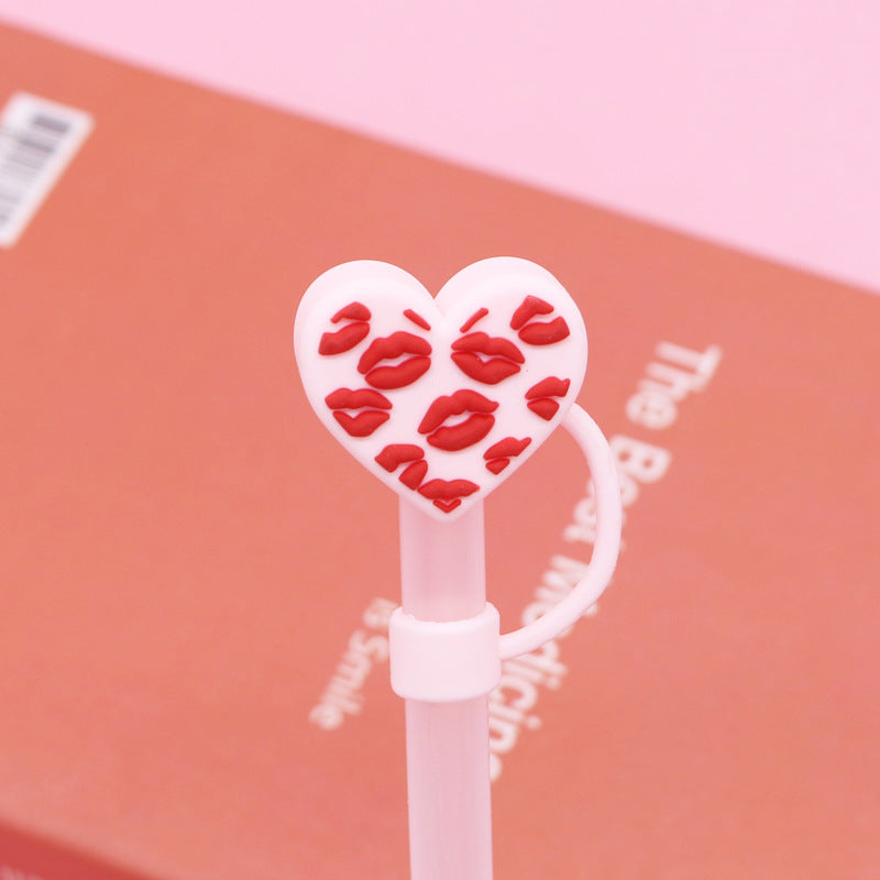 Wholesale straw cap 10mm Valentine's Day love straw cap straw stopper universal personality straw dust cap cross-border