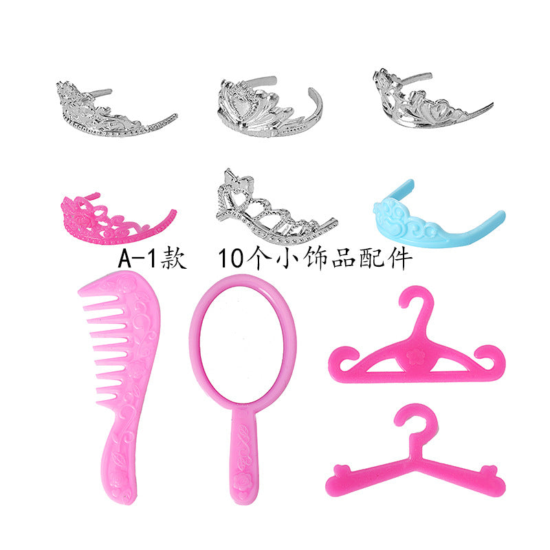 Wholesale 11-Inch Doll Fashion Accessories Electric Plated Crown Necklace Earrings Bracelet Drop Earrings Doll Dressing up Princess Toy