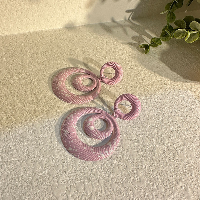 Wholesale  Hot Sale Color Geometric Circle Earrings Women Alloy Spray Paint Exaggerated Earrings Fashion Creative Spot Earrings