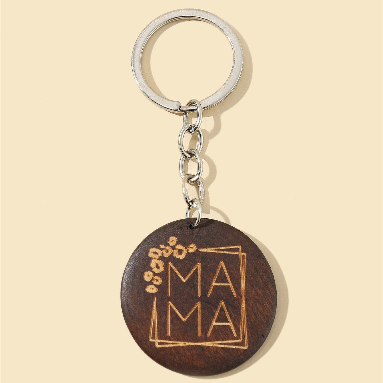 Wholesale Mother's Day MAMA Wooden Round Brand Keychains
