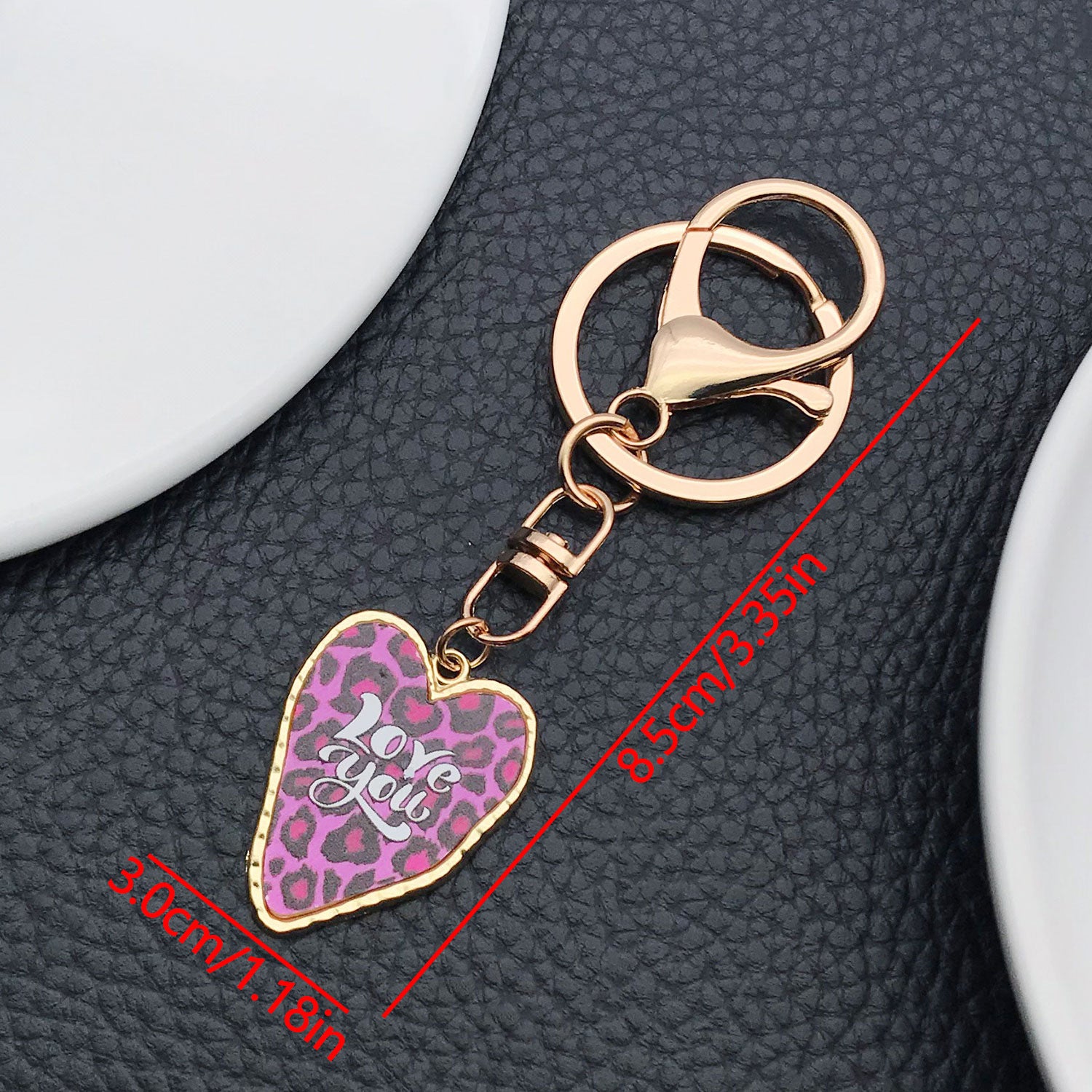 Wholesale Red Valentine' s Day Love Printed Love Metal Keychain