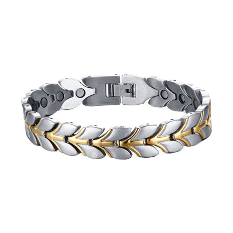 Wholesale Titanium Steel Geometric Detachable Stainless Steel Magnet Gold Plated Bracelet