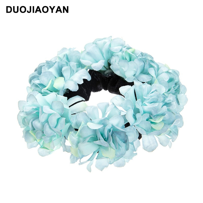 Wholesale spring and summer simulation fabric flower elastic Bohemian hydrangea holiday head rope