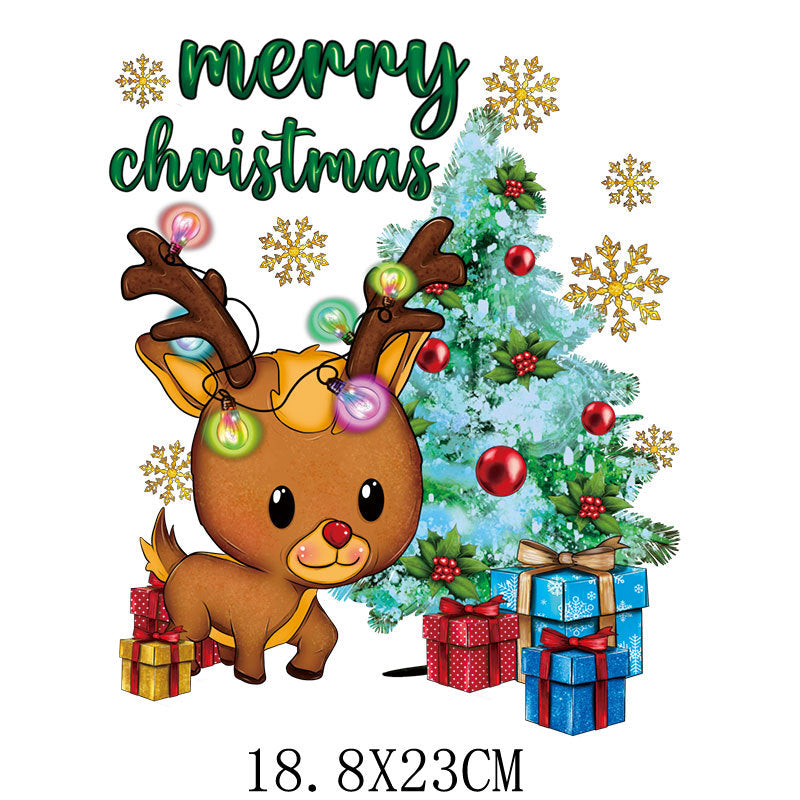 Wholesale Green cartoon Christmas heat transfer pattern   UV DTF Ready to Press Transfers Wraps