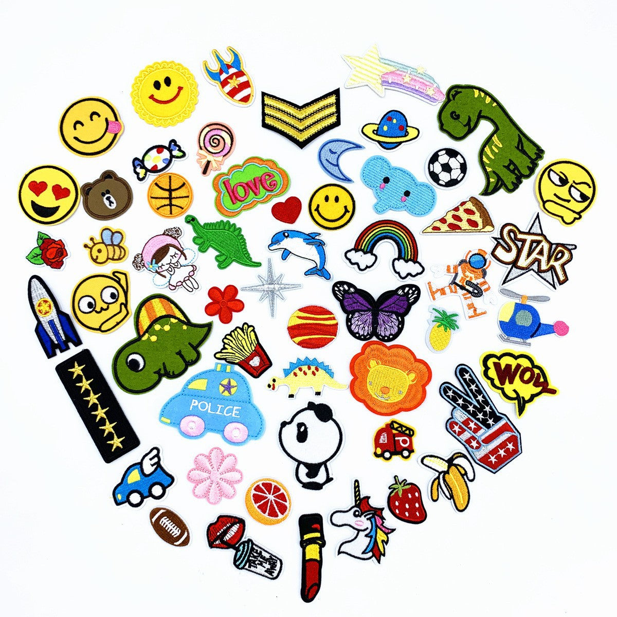 Wholesale Cartoon Embroidery Patch Set 55 Styles Trendy Fabric Applique Fashion Accessory Chic Gift For Clothing Decor