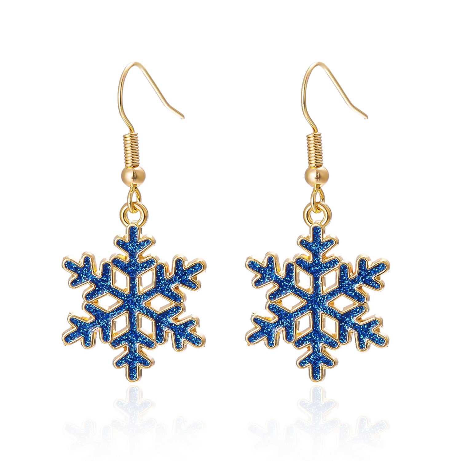 Wholesale Christmas Gold Sequin Snowflake Alloy Earrings