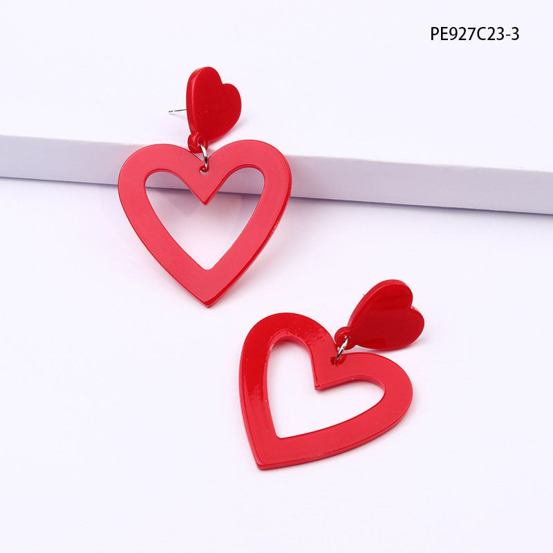 Wholesale Valentine' s Day Sparkling Three Series Heart shaped Acrylic Earrings