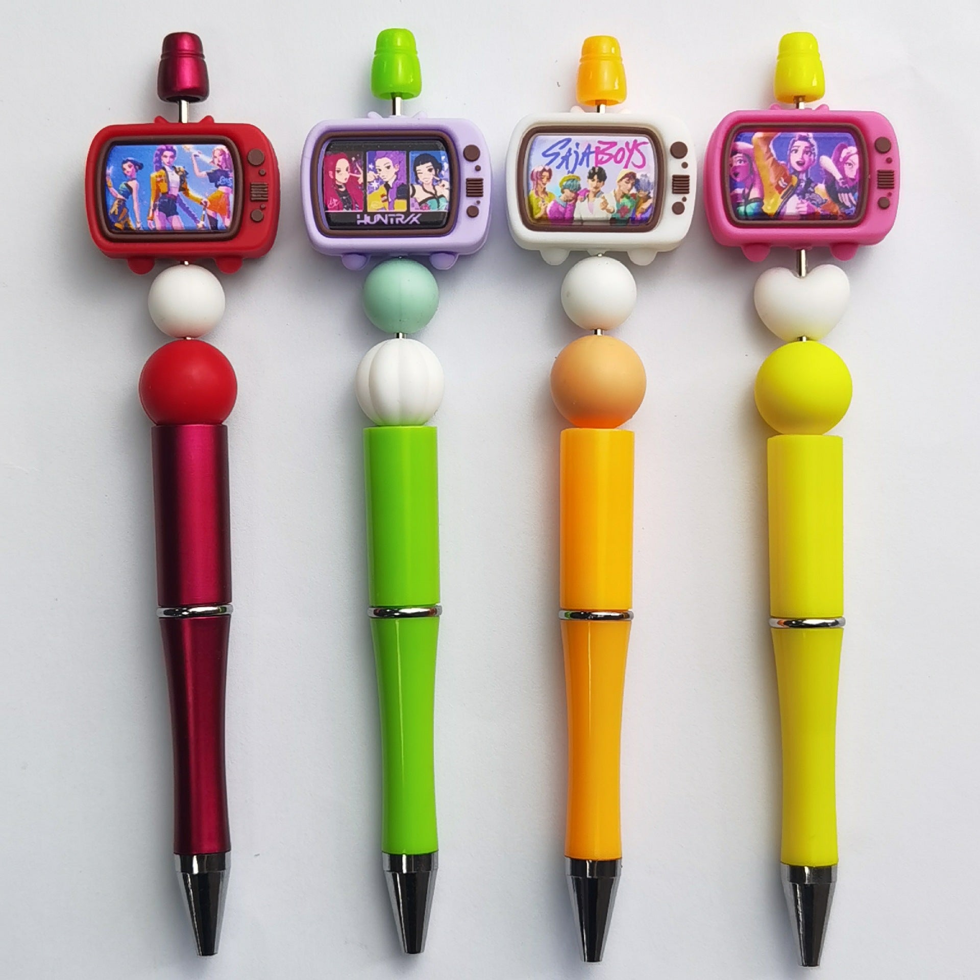 Wholesale 30pcs/pack Silicone printed 3D TV silicone jewelry loose beads