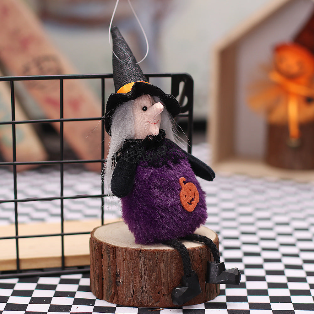 Wholesale Halloween Cartoon Pumpkin Witch Plush Doll Pendant