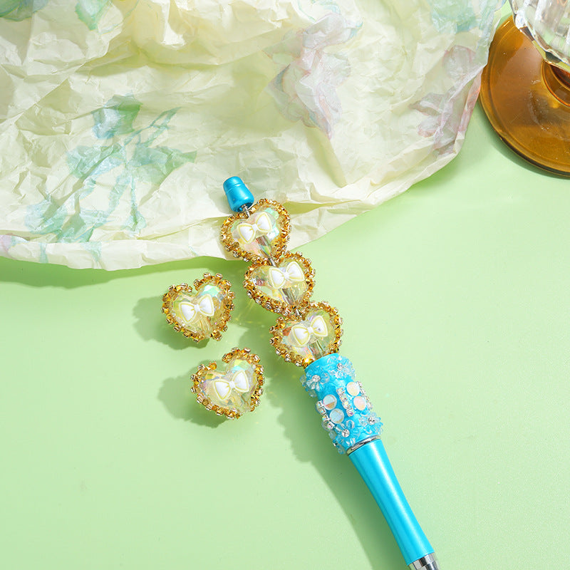 Wholesale 10pcslove butterfly drill flower straight hole handmade loose acrylic beads