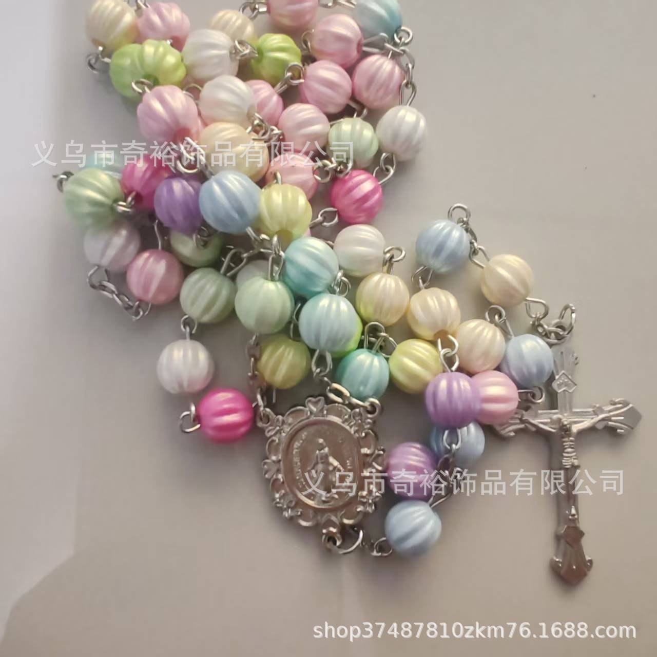Wholesale 10pcs/pack  Pumpkin Bead Necklace Cross Rosary