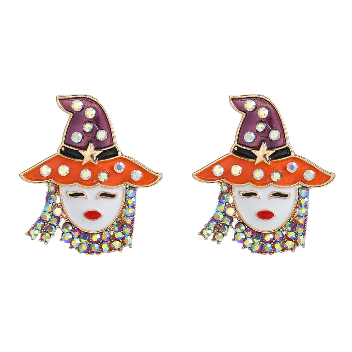 Wholesale Oil Dripping Diamond Hat Earrings