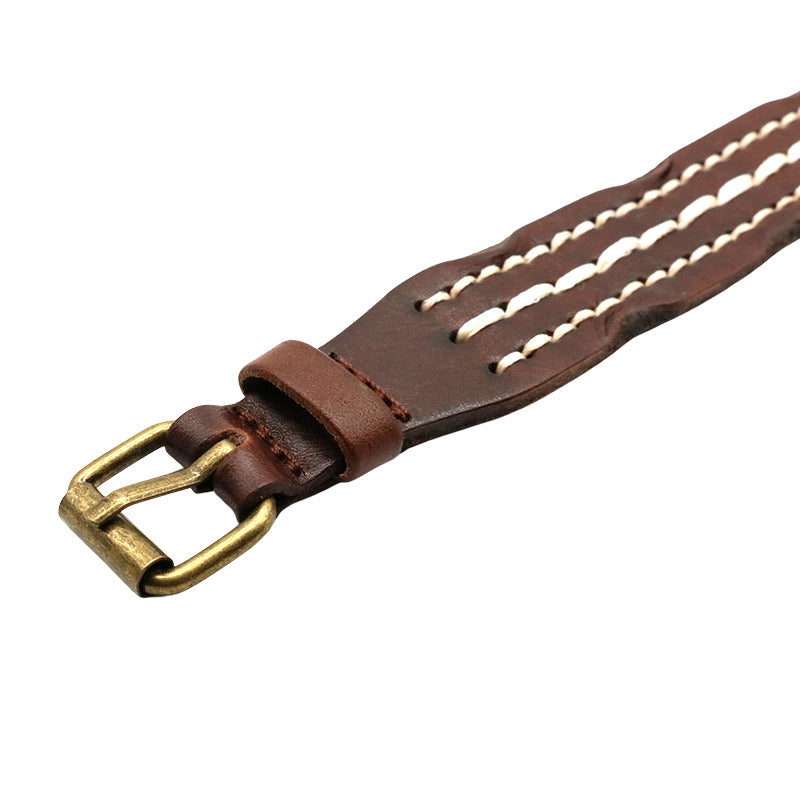 Wholesale Adjustable Wide Edition Men's Leather Belt Bracelet