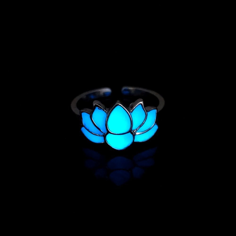 Wholesale Luminous Blooming Lotus Energy Adjustable rings