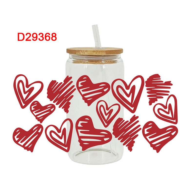Wholesale Red Love Cartoon Valentine's Day 16oz Cup UV DTF Wraps