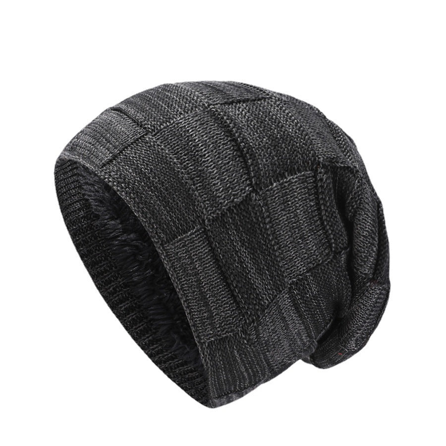 Wholesale Men's Knitted Hats Couple's Style Plus Velvet Ear Protection Pile Pullover Hat