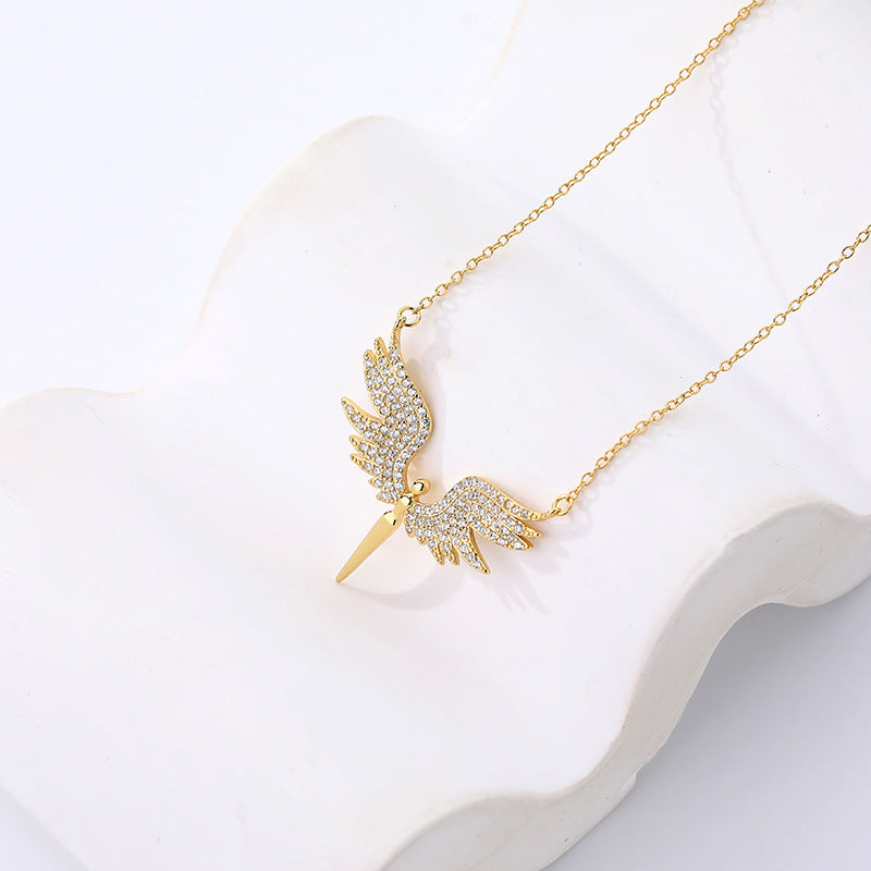 Wholesale Zirconia Angel Wing Necklace