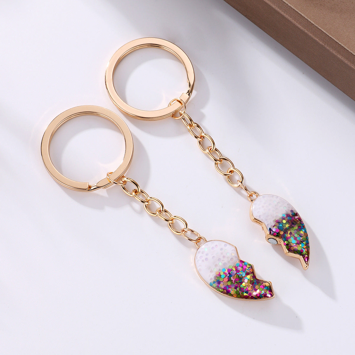 Wholesale Alloy Heart Rainbow Keychain